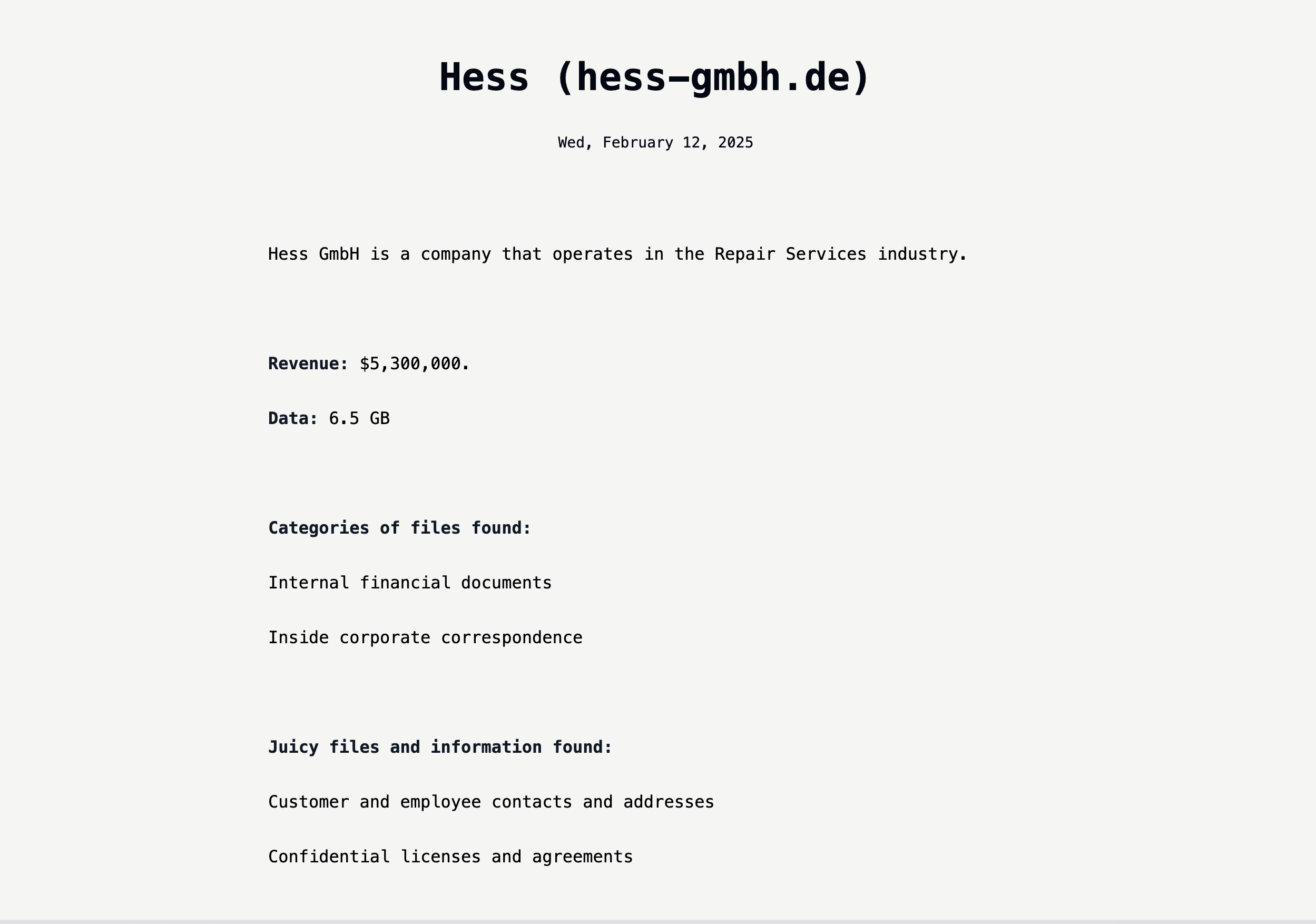 Hintergrund Hackergruppe Fog soll Hess GmbH gehackt haben